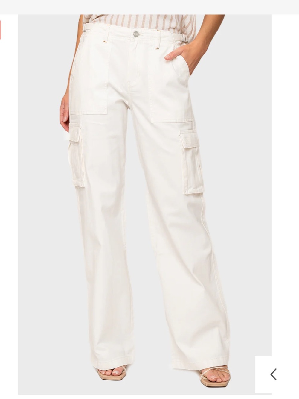 Women's White Wide-Leg Cargo Pants